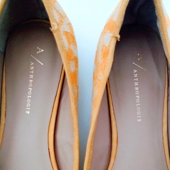 ANTHROPOLOGIE YELLOW LACE BALLET FLATS SIZE 9M - Picture 6 of 12